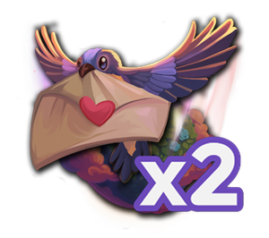 A dove with a message and an X2 in the corner