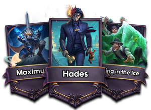Alt-art costumes: Thing in the Gelatinous Cube (Thing in the Ice), Wicked Vengeance Hades, and Thunder Lion Hoo (Maximus).
