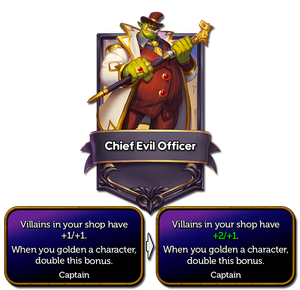 Chief Evil Officer now gives +2/+1 to Villains (was +1/+1).