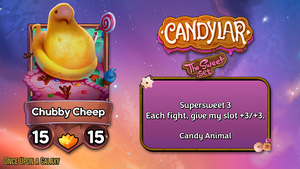 A giant yellow marshmellow chick on landscape of candy.