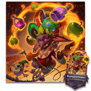 An impish Rumpelstiltskin entertains in a circus tightrope act.