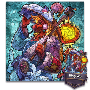 Stained-glass variant artwork for Bing Wu.