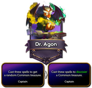 Dr. Agon now gives discovers treasures (was random).