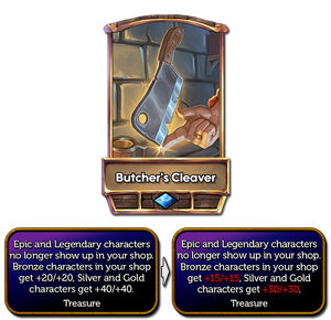 Bronze characters in your shop now get +15/+15 (was +20/+20) and silver/gold characters get +30/+30(was +40/+40).