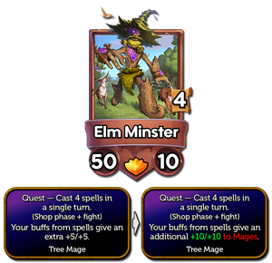 Elm Minster's buff now gives +10/10 to spells cast on mages instead of +5/+5 to all spells.