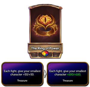 Ring of power used to give your smallest character +50/+50 each fight. Now gives +100/+100.