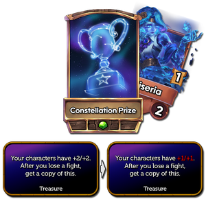 Constellation Prize's effect now gives +1/+1 (was +2/+2).