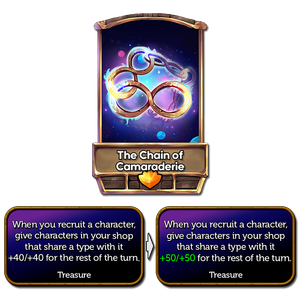 The Chain of Camaraderie's effect now gives +50/+50 (was +40/+40).
