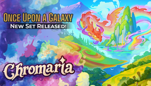A bright pastural landscape. A rainbow dragon emerges from a lake and perches around an island. Chromaria is released!