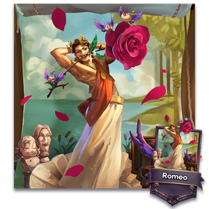 Romeo posing for a glamor shot dressed as Venus