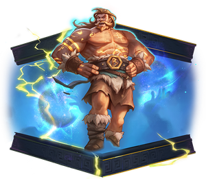 A jolly giant laughs as it steps out of a mysterious magical cube.