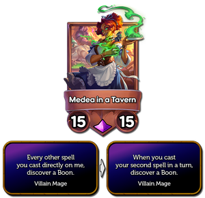 Medea now discovers a boon when you cast your second spell you cast in a turn rather than every other spell you cast on her